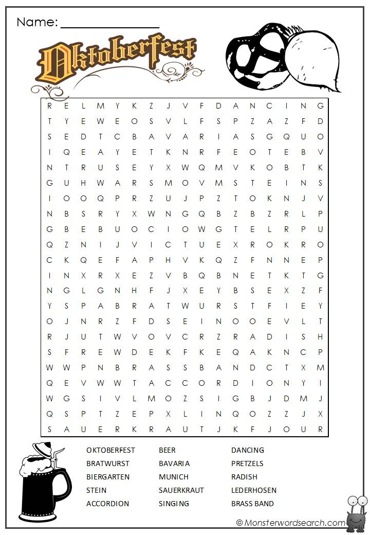 Oktoberfest word search oktoberfest word find making words