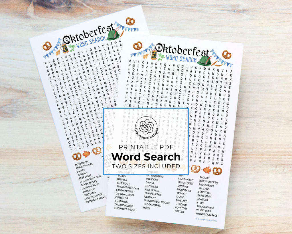 Oktoberfest word search â greengate images