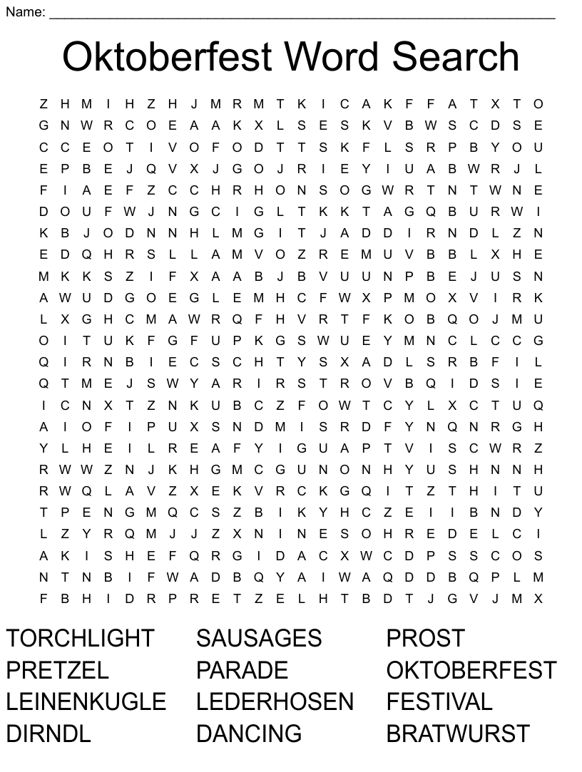 Oktoberfest word search
