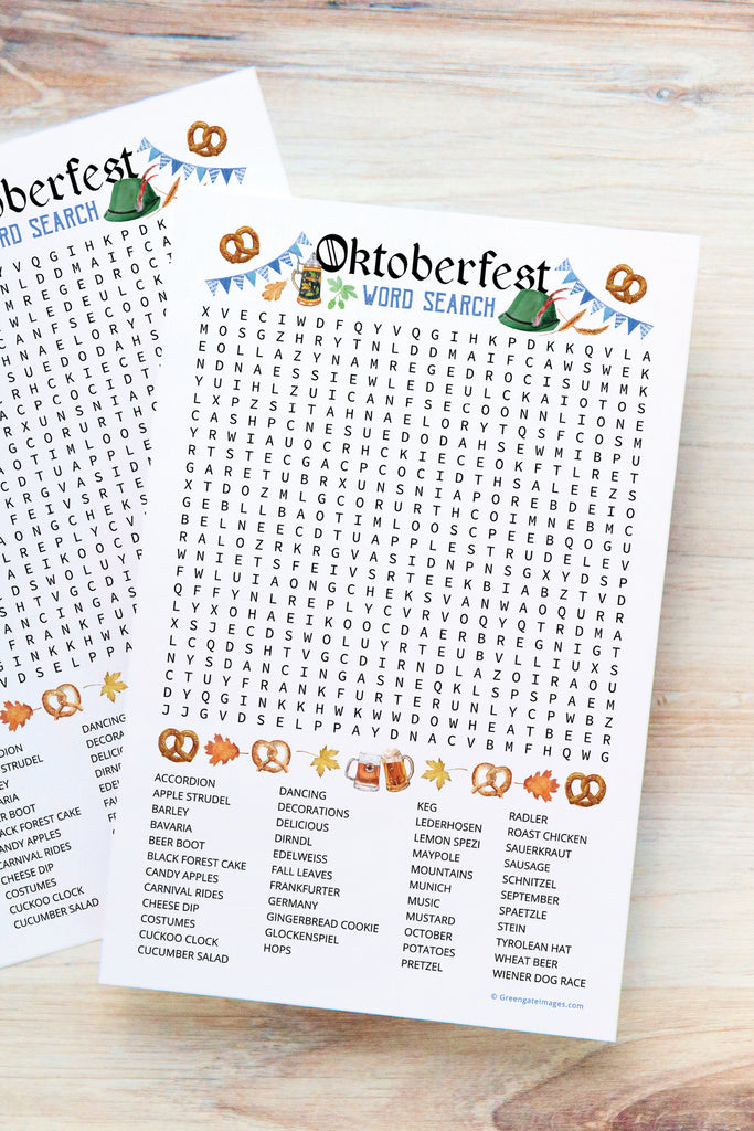 Oktoberfest word search â greengate images