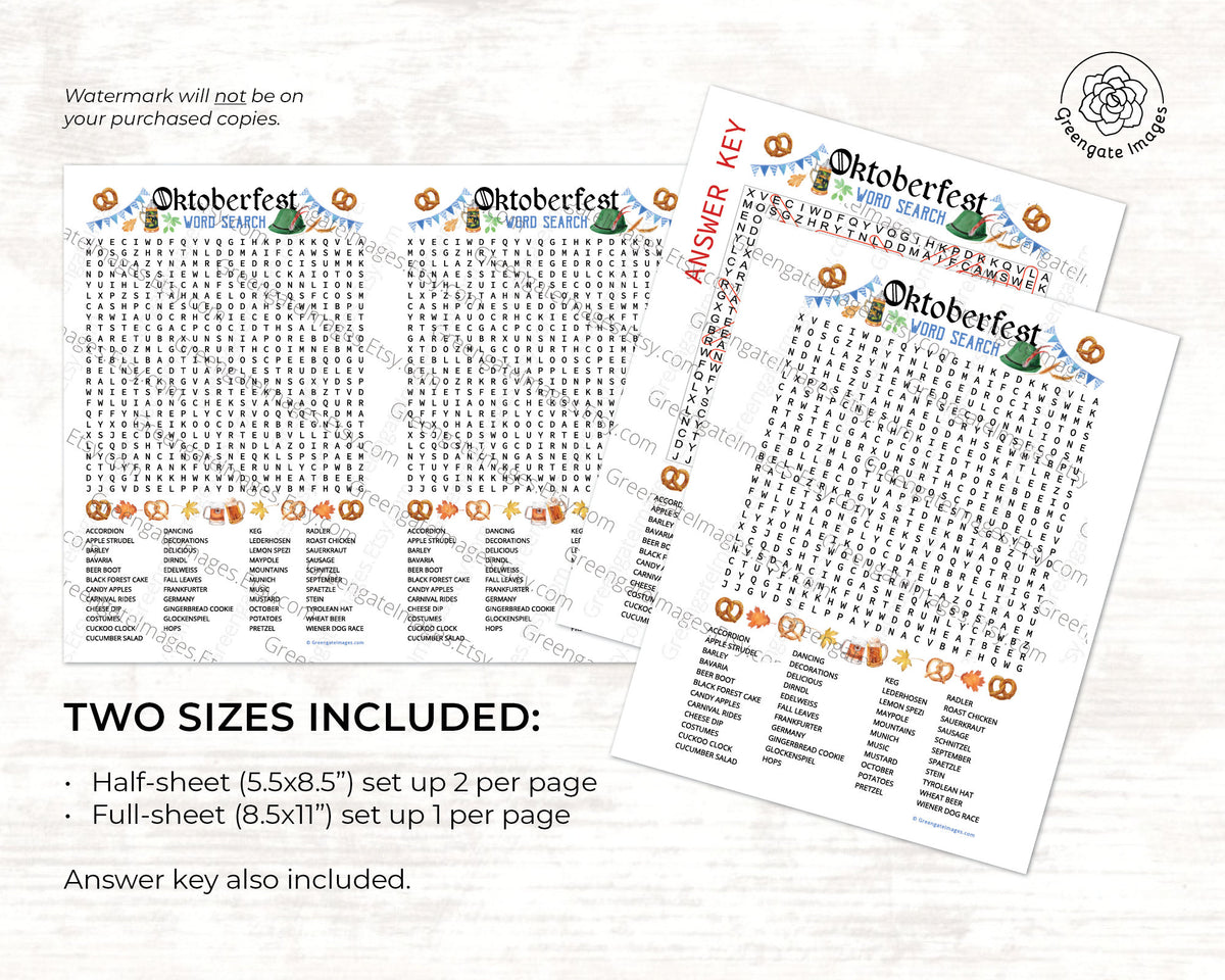 Oktoberfest word search â greengate images