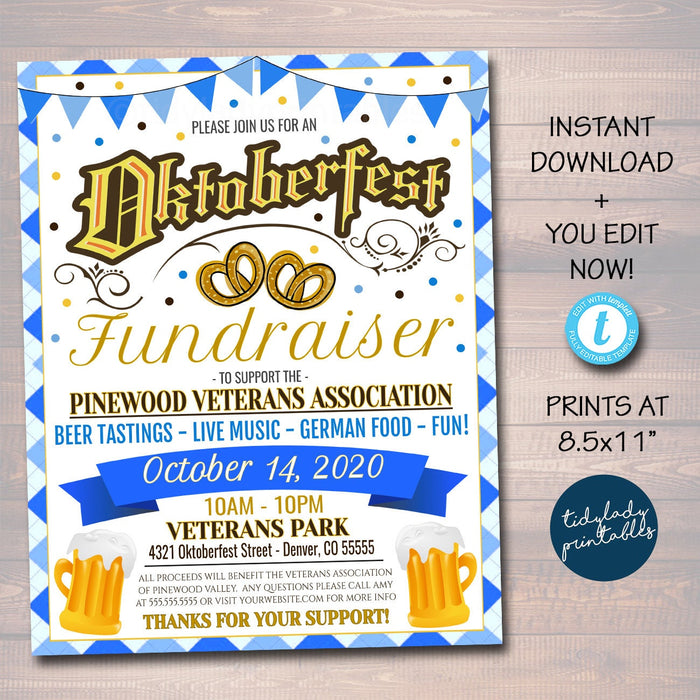 Oktoberfest fundraiser flyer german theme printables