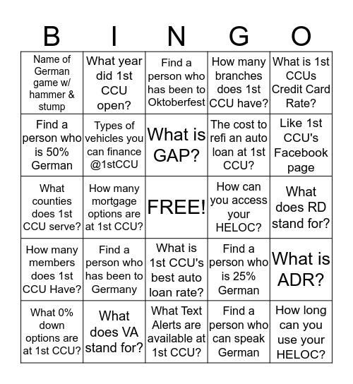 Oktoberfest bingo card