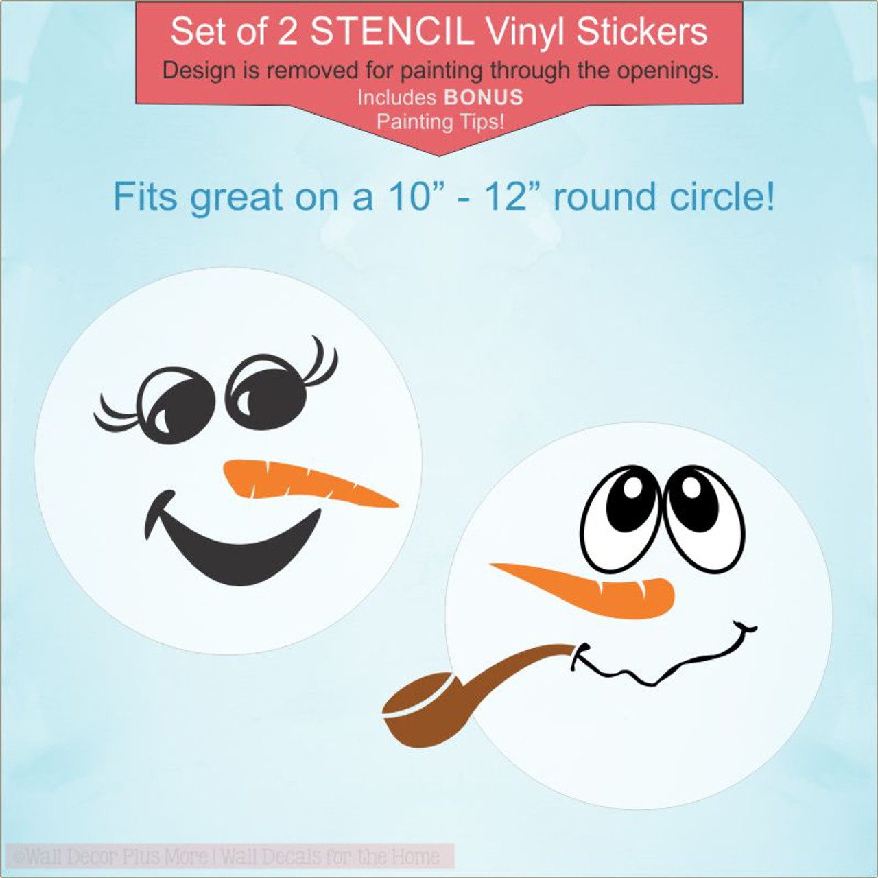 Snowman face stencil sticker for winter decoration painting diy wood