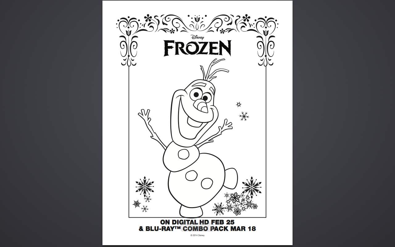Free frozen coloring pages and activity sheet printables