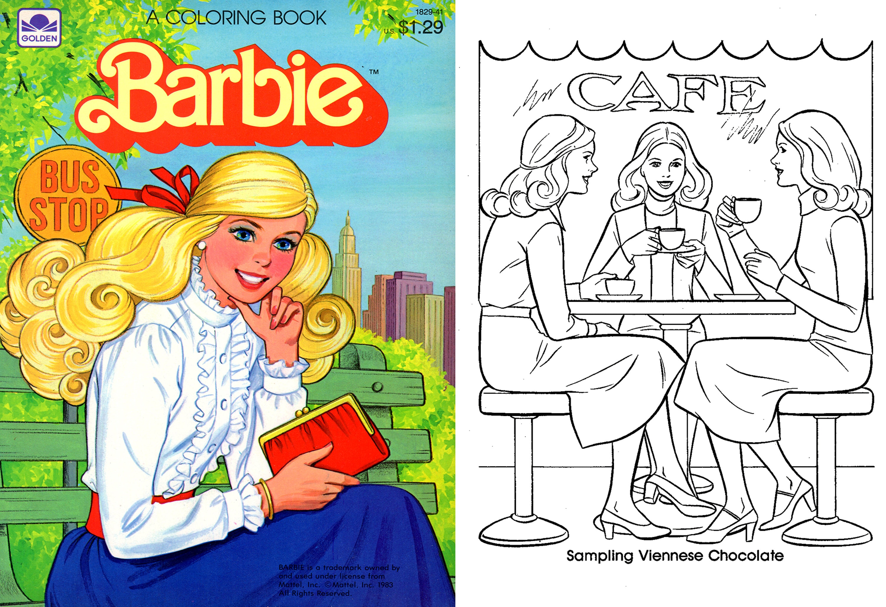 Vintage barbie coloring book pages instant download pdf format