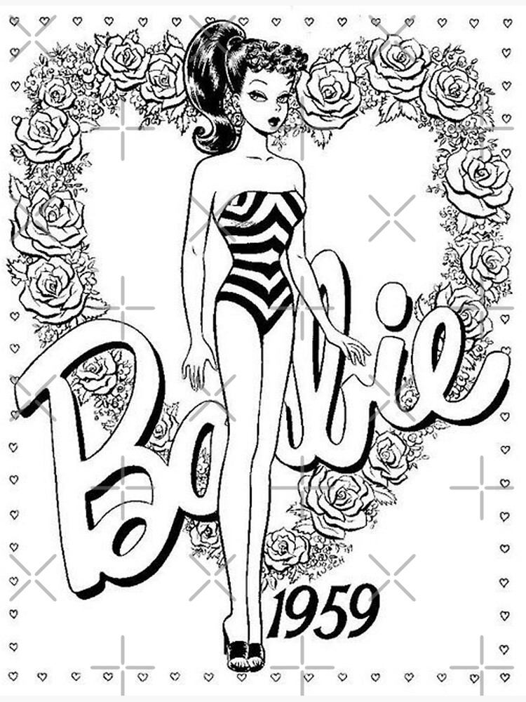 Vintage barbie black and white sticker for sale by amandagjt