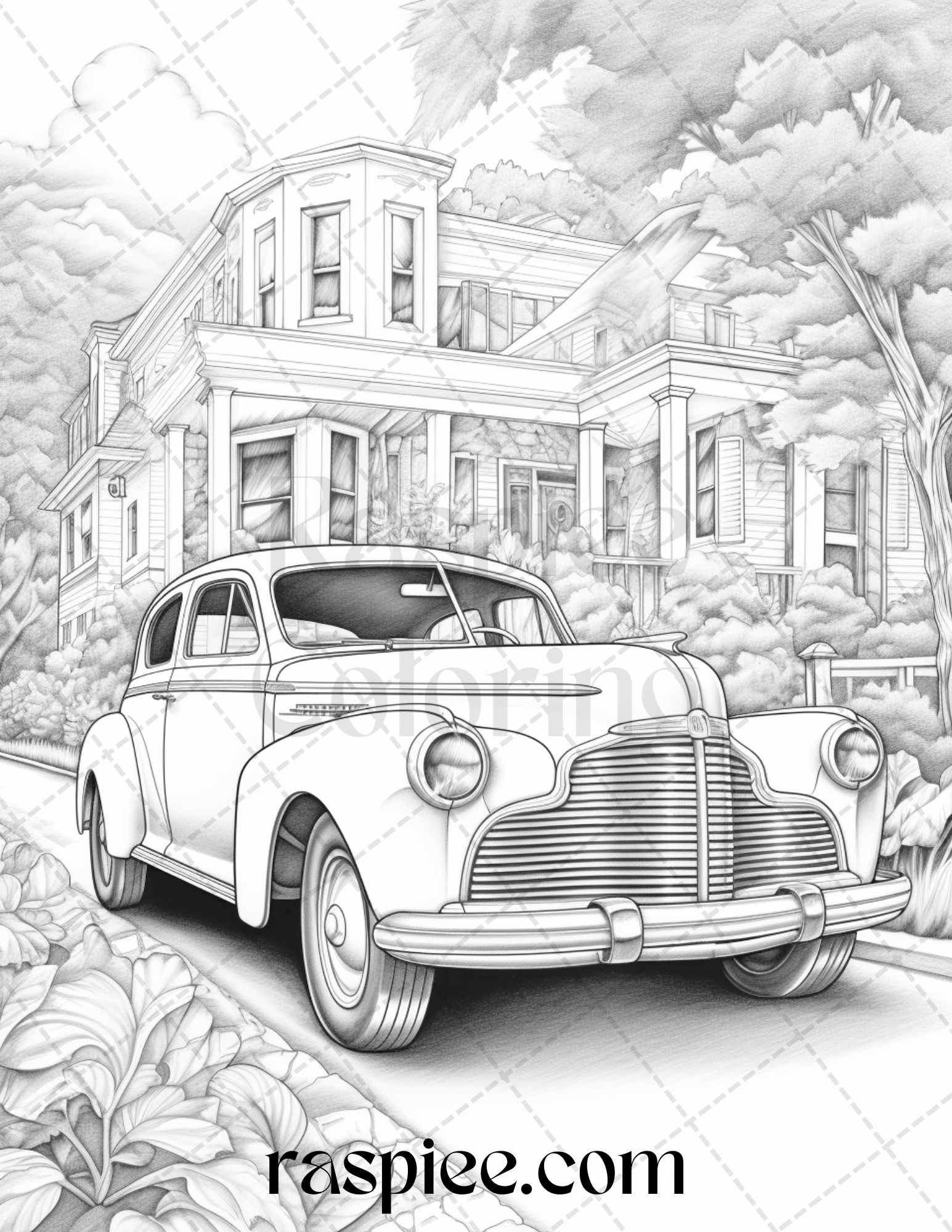 Vintage cars grayscale coloring pages printable for adults pdf fil â coloring