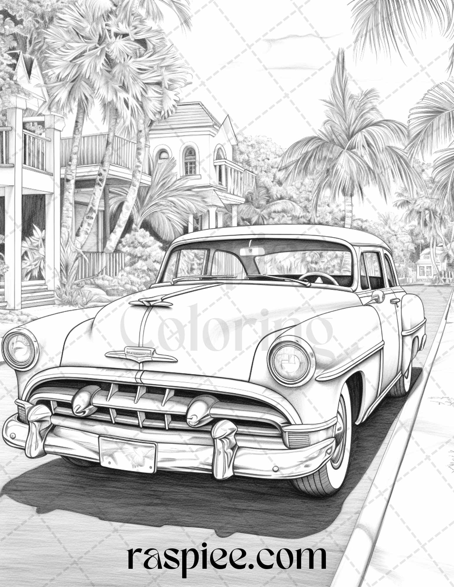 Vintage cars grayscale coloring pages printable for adults pdf fil â coloring