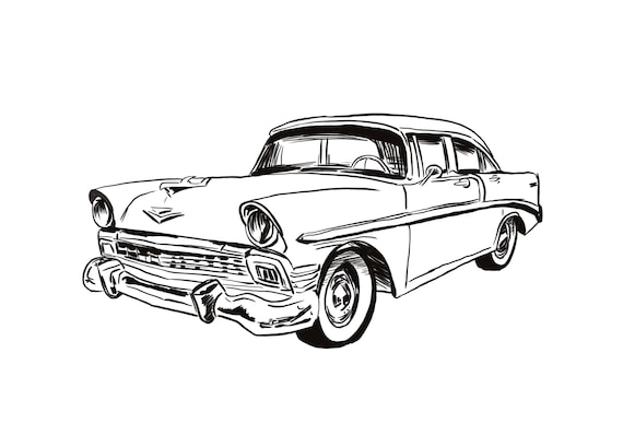 Vintage car coloring page