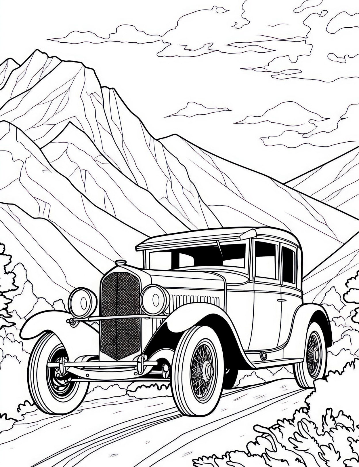 Car coloring pages for adults and kids