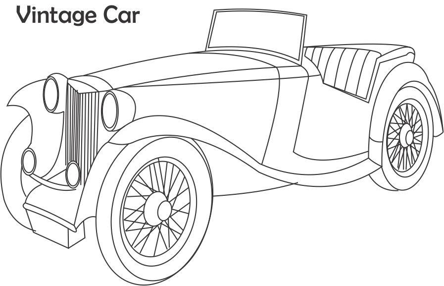 Vintage car coloring printable page for kids