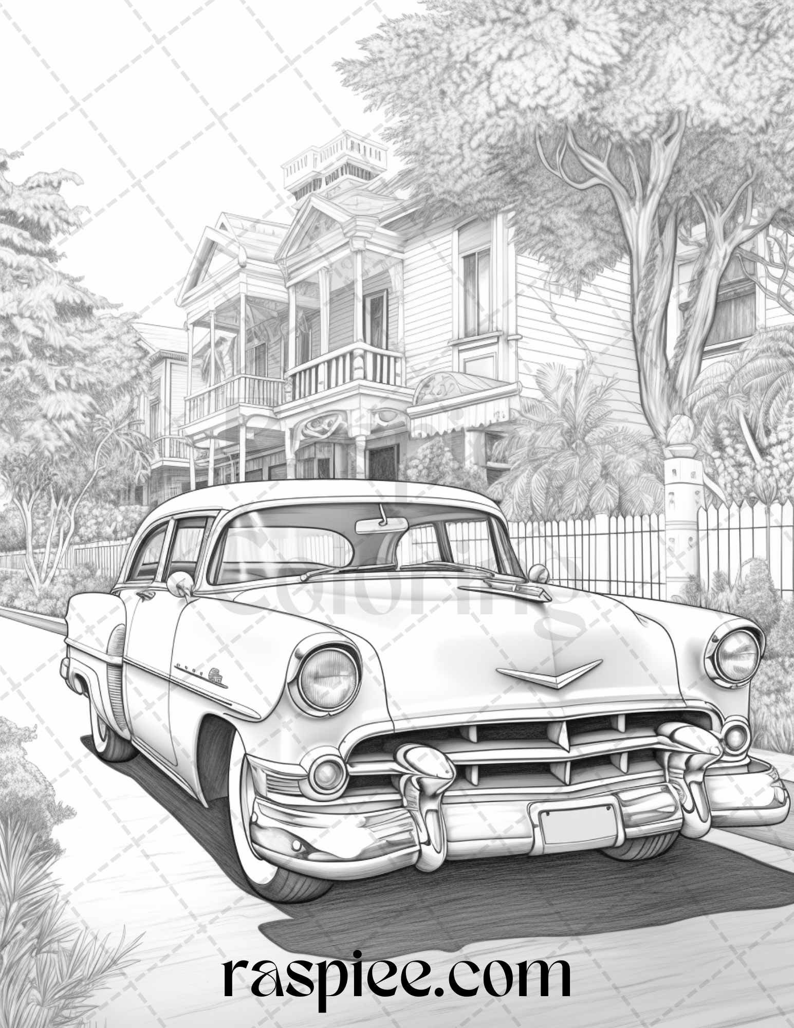 Vintage cars grayscale coloring pages printable for adults pdf fil â coloring