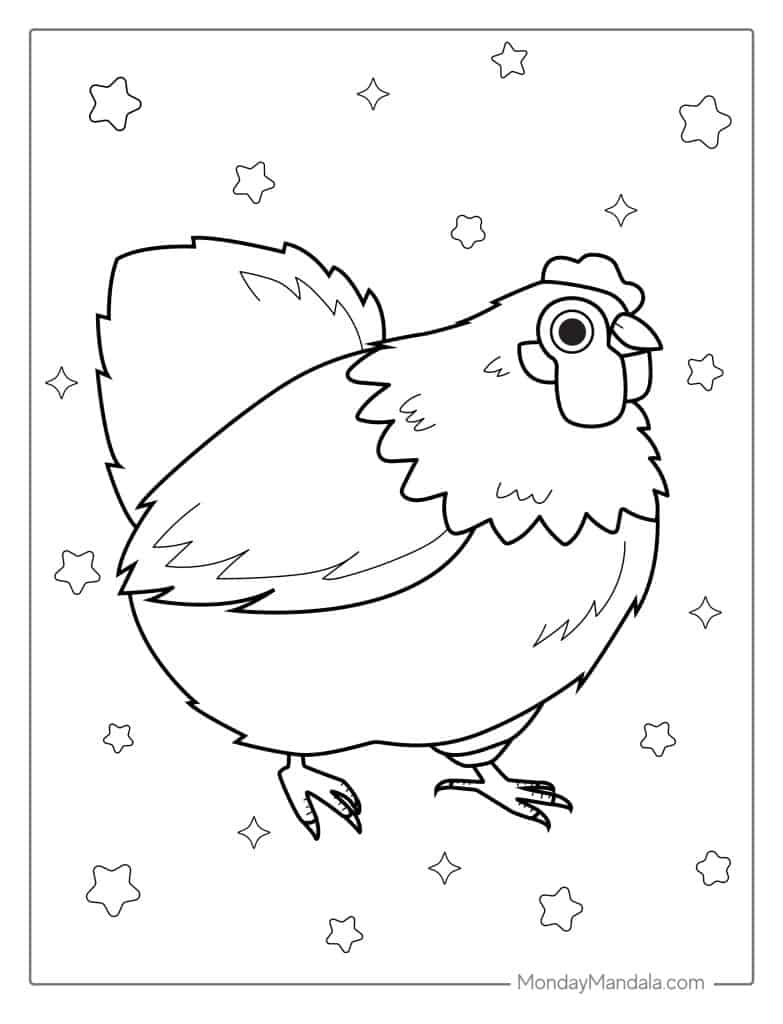 Chicken coloring pages free pdf printables