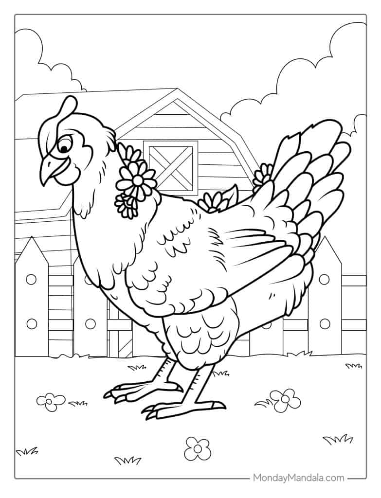 Chicken coloring pages free pdf printables