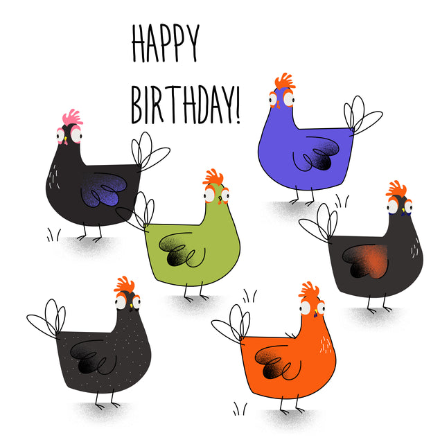 Happy birthday colourful chickens