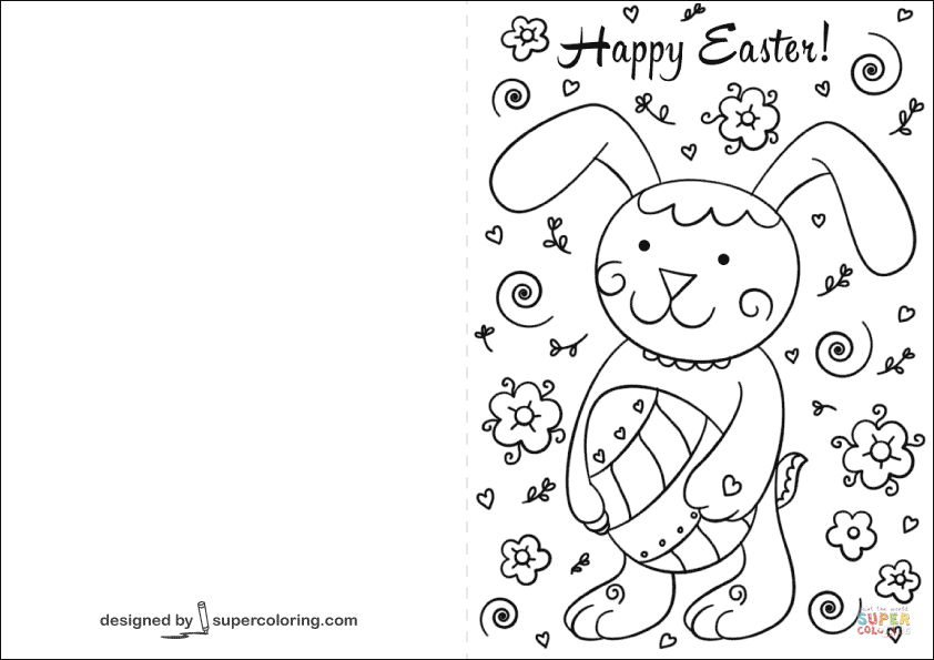 Happy easter card coloring page free printable coloring pages