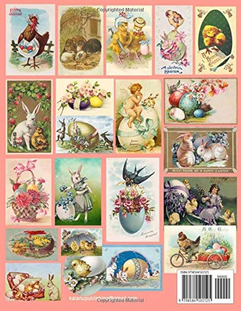 Vintage easter cards adult coloring book beautiful old time memories in grayscale for relaxing fun to color vintage images adult coloring books of antique victorian greeting cards and designs rose