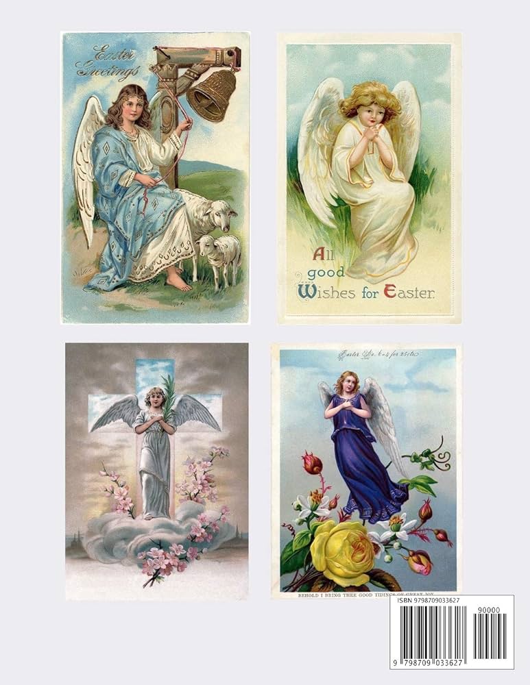 Easter angels coloring book coloring pages of religious christian vintage easter cards with angels and cherubs for adults teens and older kids ashley ada books