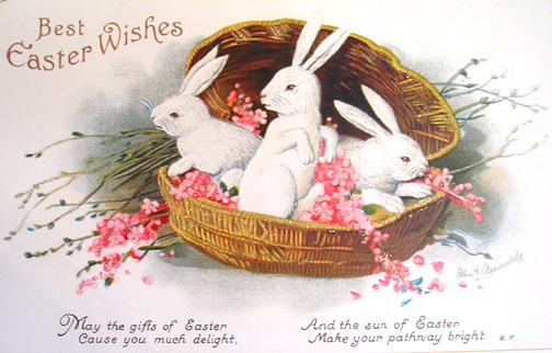 Free printable vintage easter bunnies greeting cards