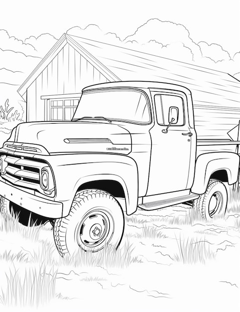 Premium ai image coloring pages of old trucks old truck coloring pages generative ai