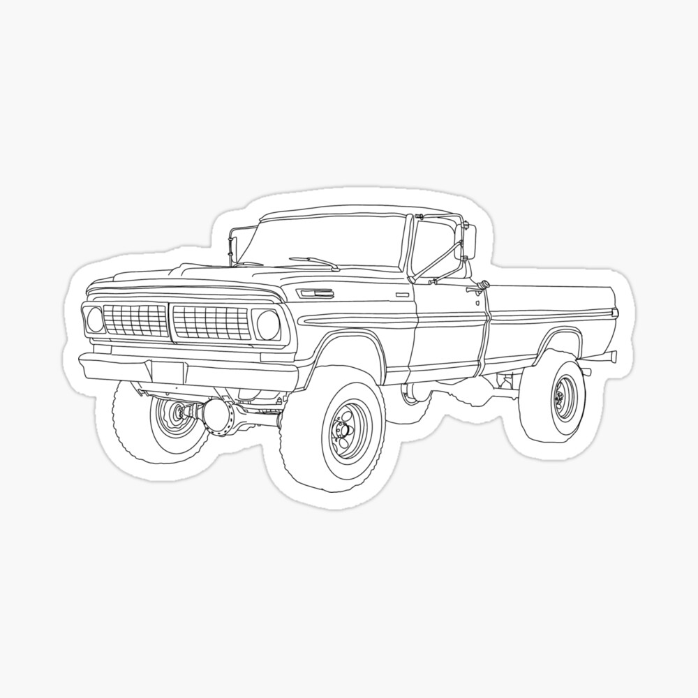 S lifted ford truck line drawing art board print for sale by youcanehere