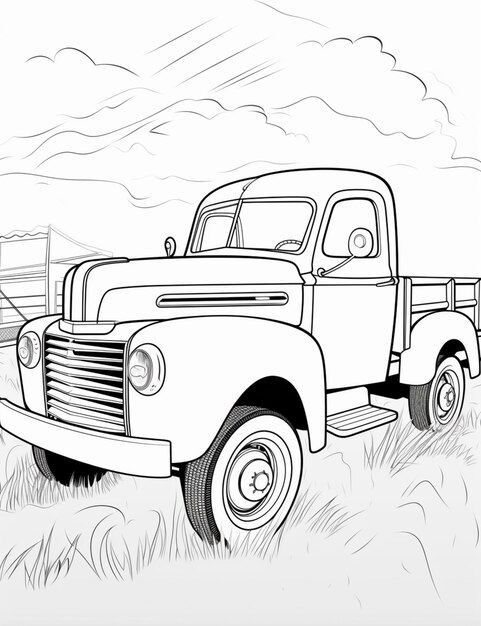 Premium ai image coloring pages of old trucks old truck coloring pages generative ai