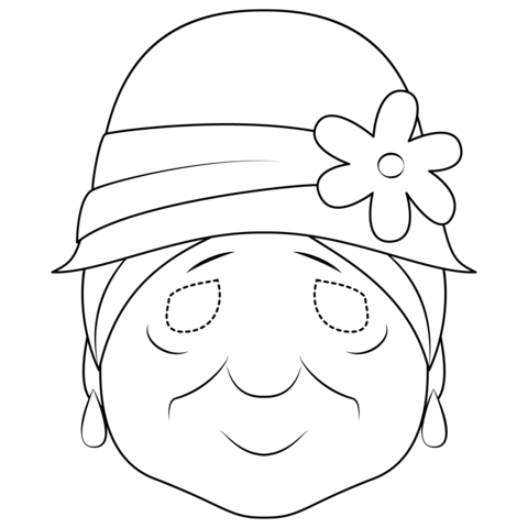 Old lady mask coloring page free printable coloring pages