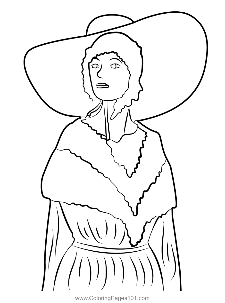 Old woman statue coloring page for kids