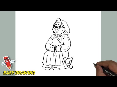 How to draw an old lady easy and step by step an old lady line drawings tutorials an old lady