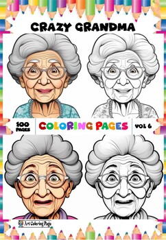 Crazy grandma coloring pages vol pages instantly downloadable in pdf