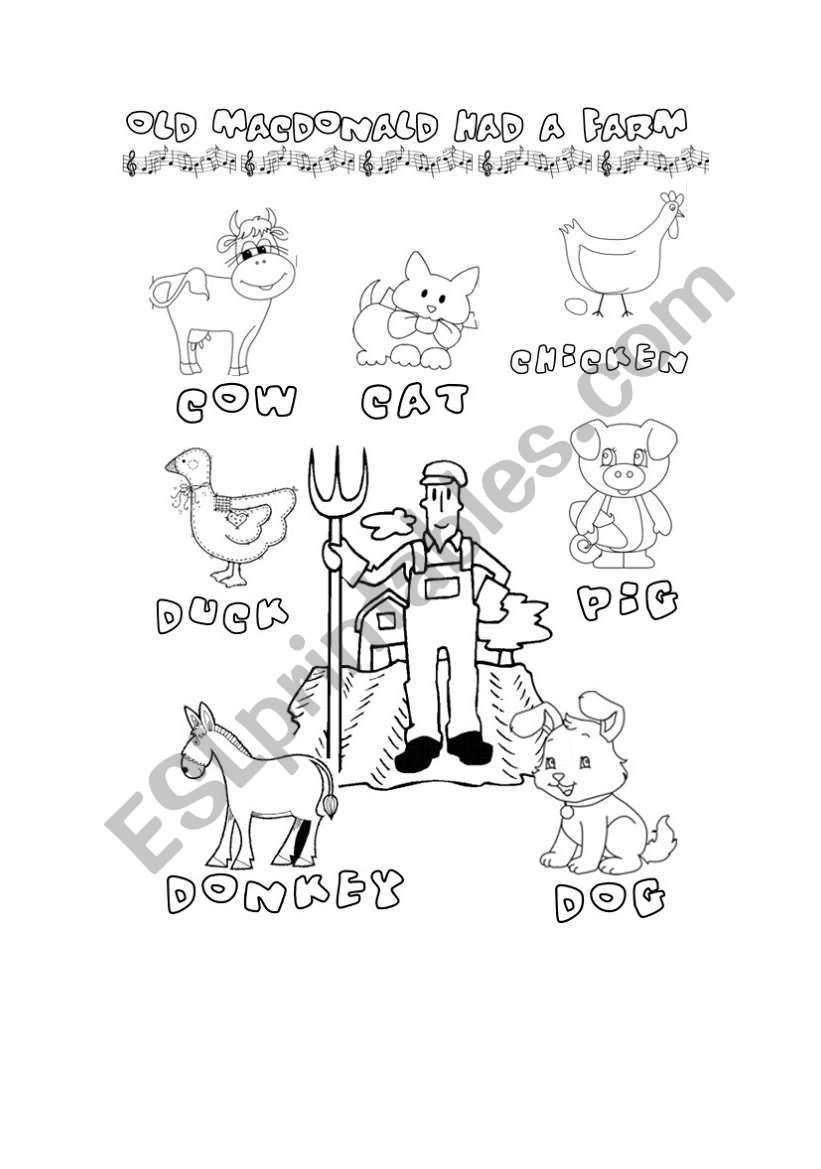 Old macdonald coloring sheet