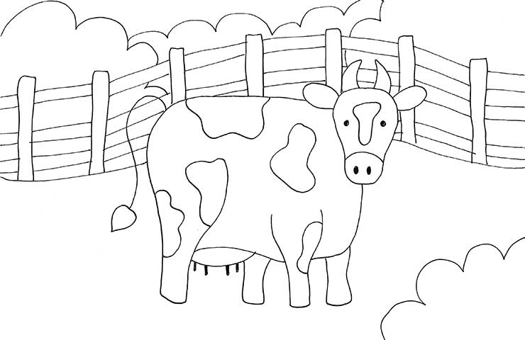 Barnyard cow coloring page â wee folk art