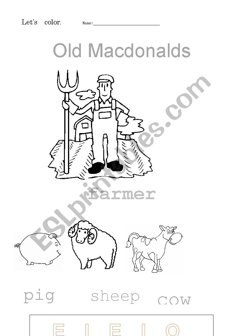 Old macdonald coloring sheet