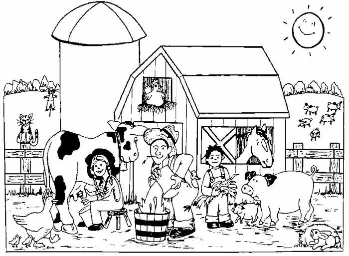 Farm animal coloring pages pdf for kids