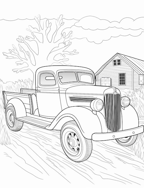 Premium ai image coloring pages of old trucks old truck coloring pages generative ai