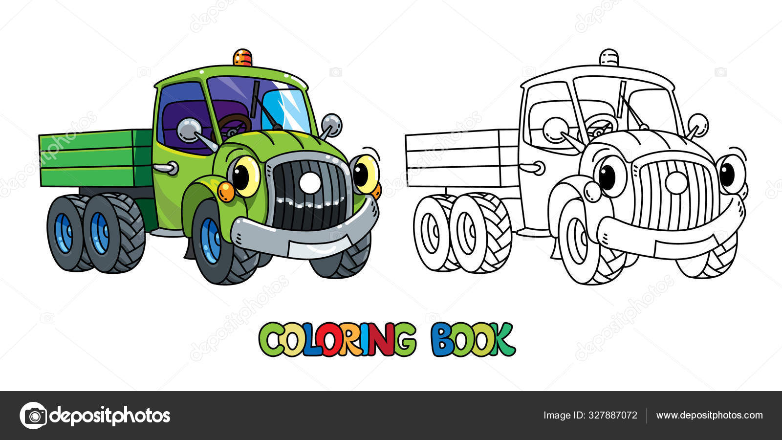 Funny small old truck with eyes coloring book stock vector by passengerz