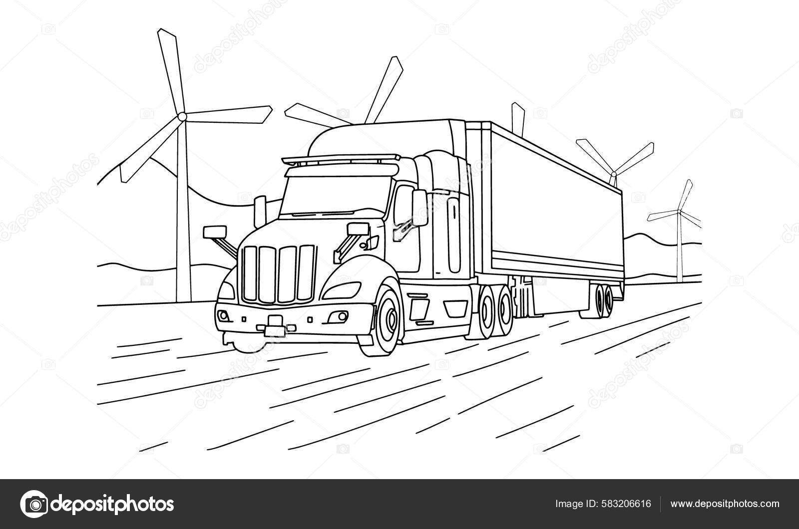 Vintage truck line art nice sketch drawing any kind shirt stock vector by ahmedrazu