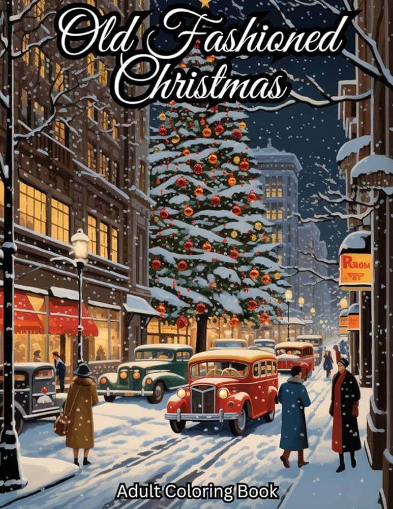 Old fashioned christmas coloring book for adults vintage grayscale coloring pages with mindful holiday designs for men women i stress and anxiety relief foster tia books