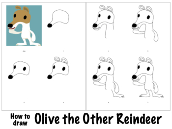 How to draw olive the other reindeer by fuglefun tpt