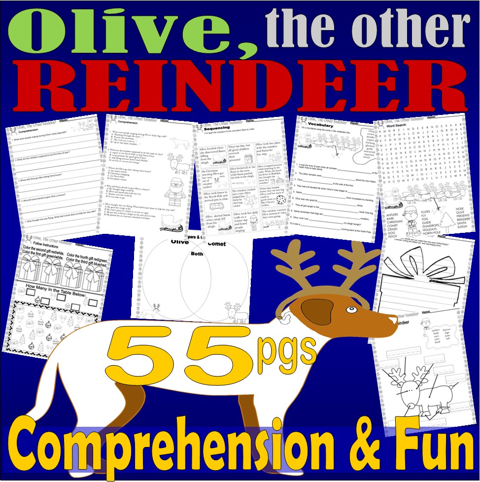 Olive the other reindeer christmas read aloud book panion prehension worksheets made by teachers