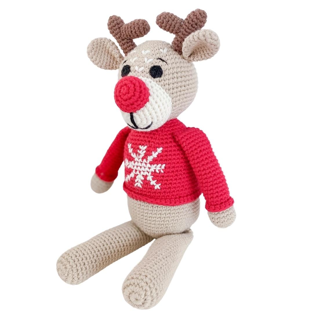 Ruddy the reindeer handmade plush organic toy