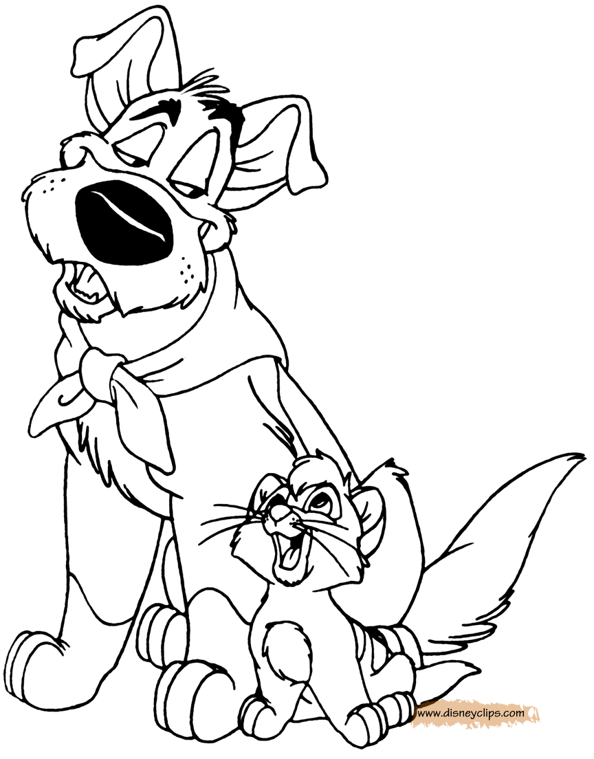Dodger and oliver oliverandpany disney drawings oliver and pany coloring book art