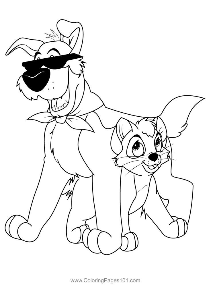 Oliver and pany coloring page dog coloring book oliver and pany coloring book art