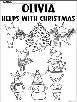 Olivia helps with christmas book writing sequencing coloring activity