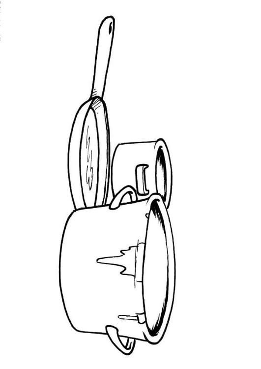 Coloring page pots and pans