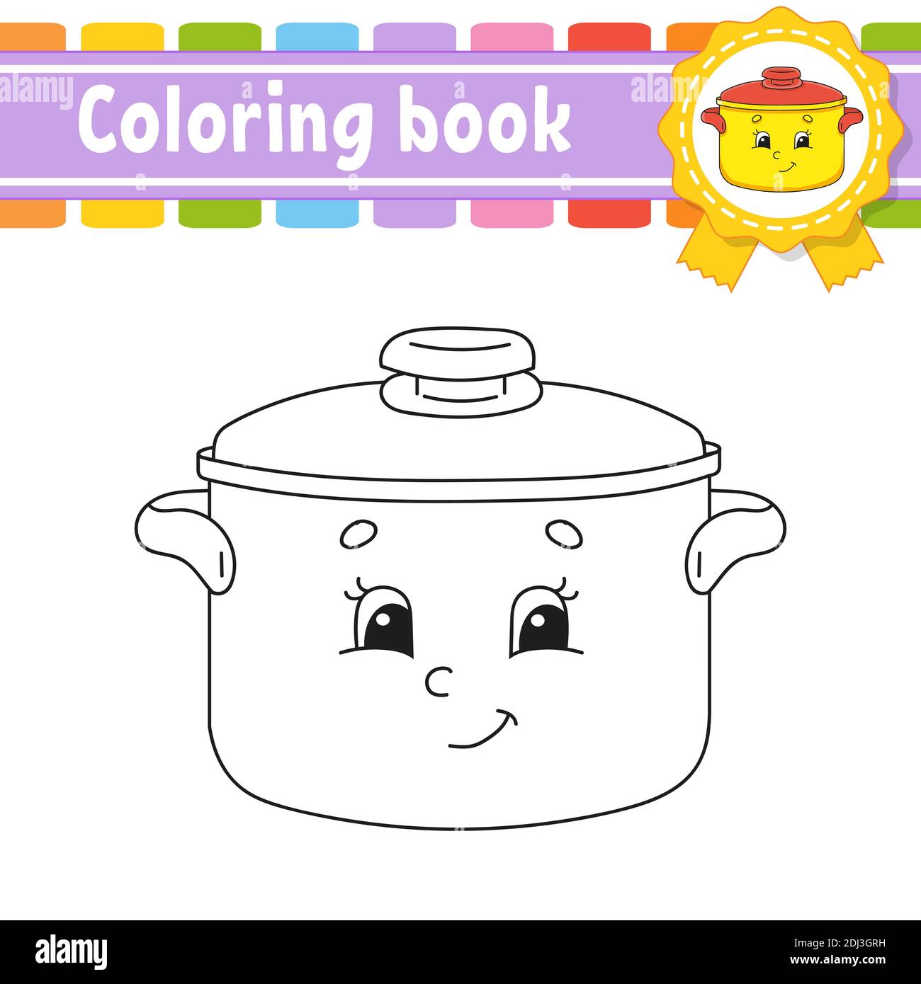 Coloring book for kids cheerful character vector illustration cute cartoon style black contour silhouette isolated on white background stock vector image art
