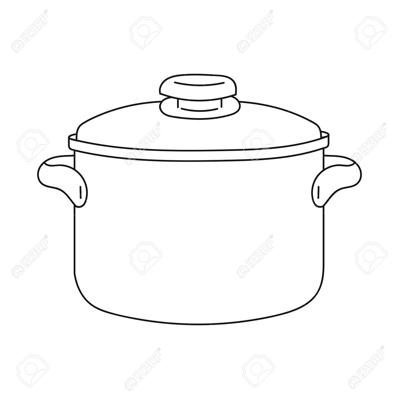 Metal stewpan with lid coloring book page for kids cartoon style vector illustration isolated on white background royalty free svg cliparts vectors and stock illustration image