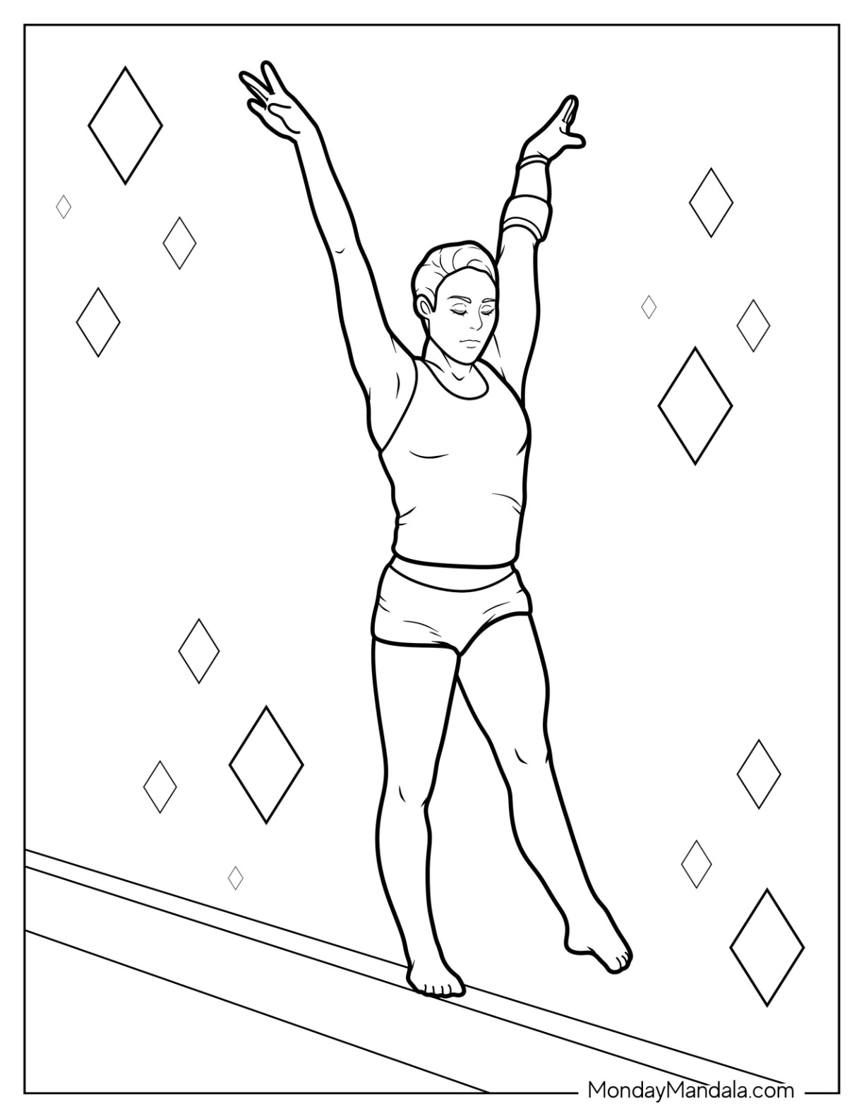 Gymnastics coloring pages free pdf printables