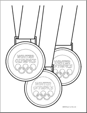 Clip art winter olympics medals coloring page i